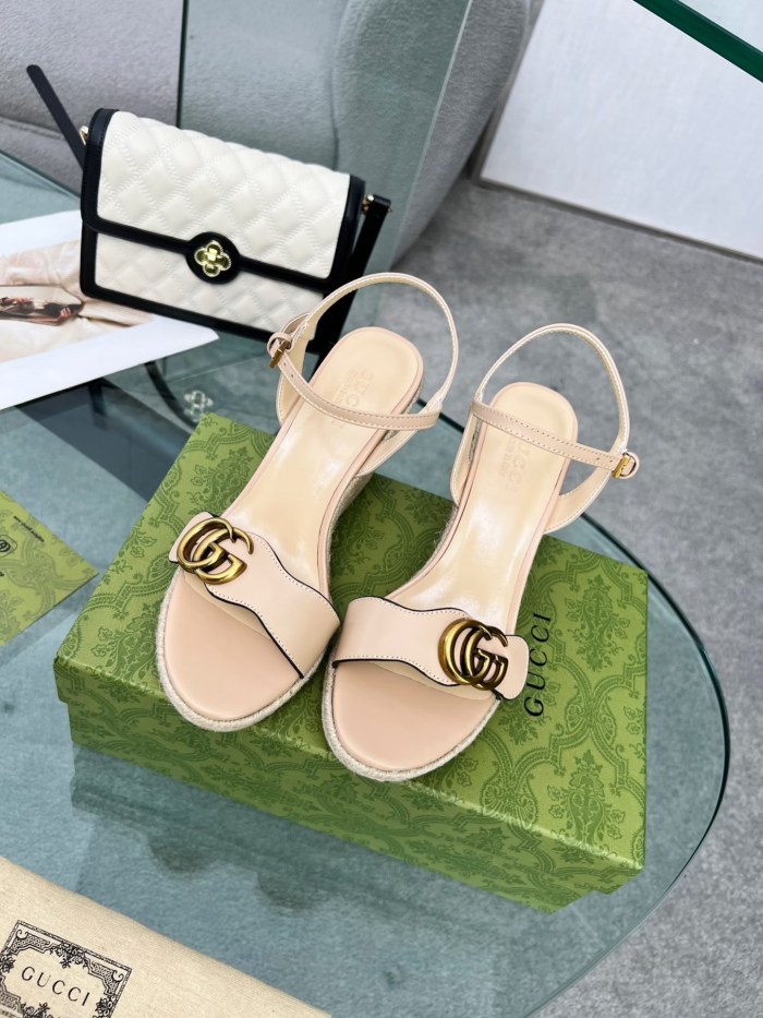 Gucci Womens Shoes Slippers Sandals Summer Design Luxury Brand 8cm Mid-Heel Sandal with Original Box Whatsapp【+1-3239614486】