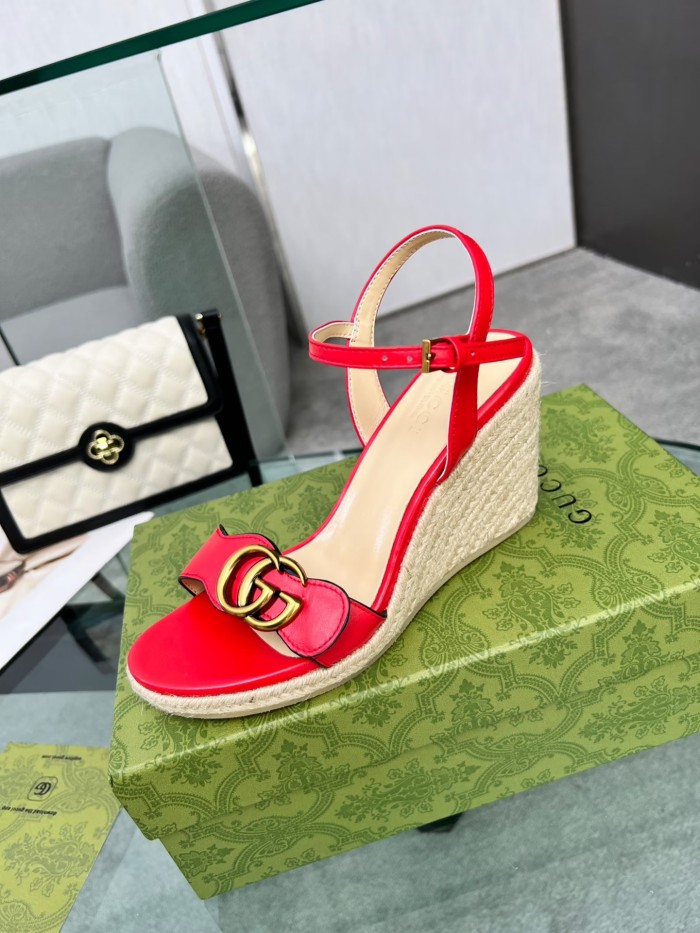 Gucci Womens Shoes Slippers Sandals Summer Design Luxury Brand 8cm Mid-Heel Sandal with Original Box Whatsapp【+1-3239614486】