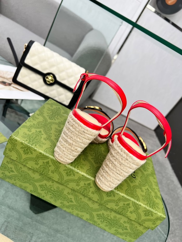 Gucci Womens Shoes Slippers Sandals Summer Design Luxury Brand 8cm Mid-Heel Sandal with Original Box Whatsapp【+1-3239614486】