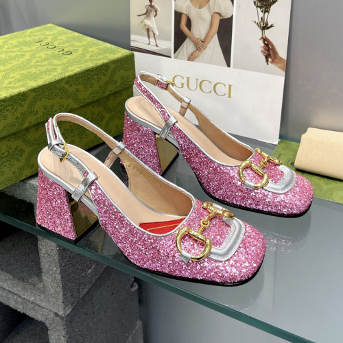 Gucci Womens Shoes Sandals Summer Design Luxury Brand Women's mid-heel slingback with Horsebit in leather with Original Box Whatsapp【+1-3239614486】