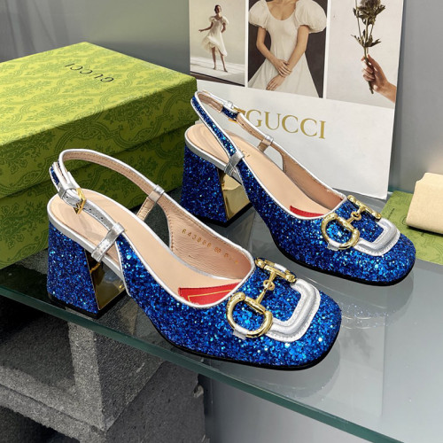 Gucci Womens Shoes Sandals Summer Design Luxury Brand Women's mid-heel slingback with Horsebit in leather with Original Box Whatsapp【+1-3239614486】