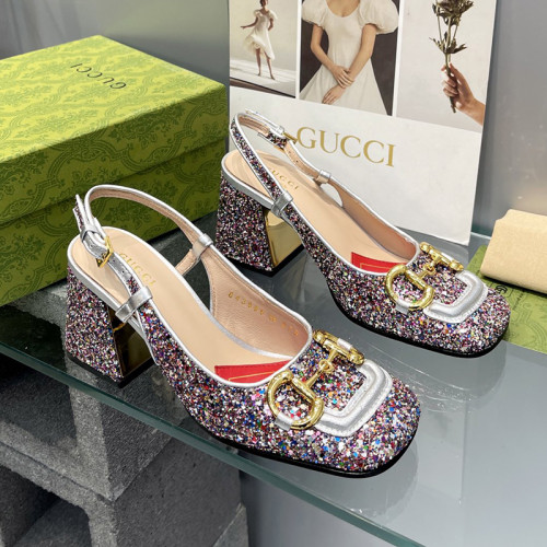 Gucci Womens Shoes Sandals Summer Design Luxury Brand Women's mid-heel slingback with Horsebit in leather with Original Box Whatsapp【+1-3239614486】