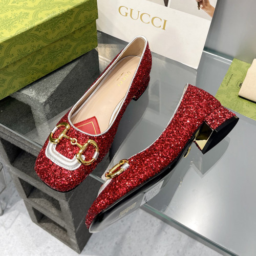 Gucci Womens Shoes Pumps Luxury Brand Women's Low-Heel Pump With Horsebit In Leather 2.5cm Heel with Original Box 694855 BNC00 5815