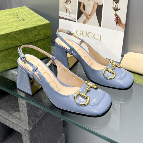 Gucci Womens Shoes Sandals Summer Design Luxury Brand Women's mid-heel slingback with Horsebit in leather with Original Box Whatsapp【+1-3239614486】