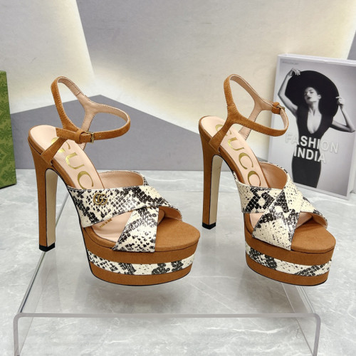 Gucci Womens Shoes Sandals 14cm Heel Luxury Brand with Original Box 730022 US000 7519 Women's Interlocking G sandal in leather Whatsapp【+1-3239614486】