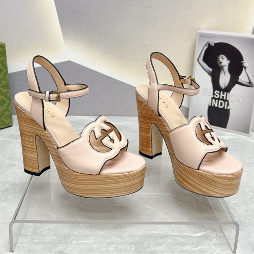 Gucci Womens Shoes Sandals 12cm Heel Luxury Brand with Original Box 730022 US000 7519 Women's Interlocking G sandal in leather Whatsapp【+1-3239614486】