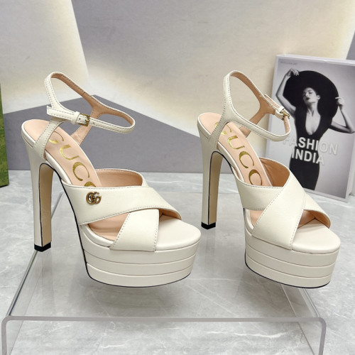 Gucci Womens Shoes Sandals 14cm Heel Luxury Brand with Original Box 730022 US000 7519 Women's Interlocking G sandal in leather Whatsapp【+1-3239614486】