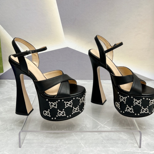 Gucci Womens Shoes Sandals 15cm Heel Luxury Brand with Original Box 730022 US000 7519 Women's Interlocking G sandal in leather Whatsapp【+1-3239614486】