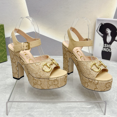 Gucci Womens Shoes Sandals 12cm Heel Luxury Brand with Original Box 730022 US000 7519 Women's Interlocking G sandal in leather Whatsapp【+1-3239614486】