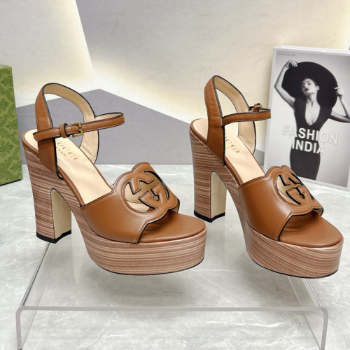 Gucci Womens Shoes Sandals 12cm Heel Luxury Brand with Original Box 730022 US000 7519 Women's Interlocking G sandal in leather Whatsapp【+1-3239614486】