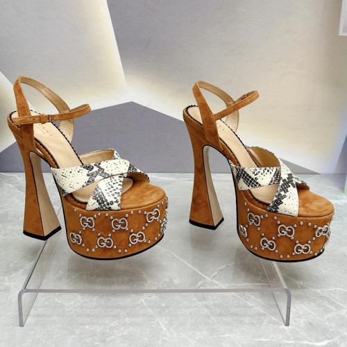 Gucci Womens Shoes Sandals 15cm Heel Luxury Brand with Original Box 730022 US000 7519 Women's Interlocking G sandal in leather Whatsapp【+1-3239614486】