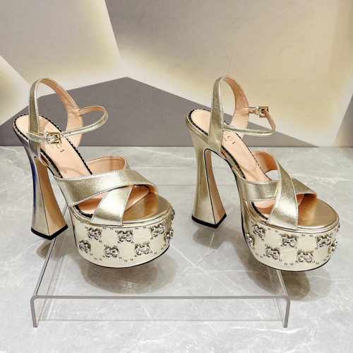 Gucci Womens Shoes Sandals 15cm Heel Luxury Brand with Original Box 730022 US000 7519 Women's Interlocking G sandal in leather Whatsapp【+1-3239614486】