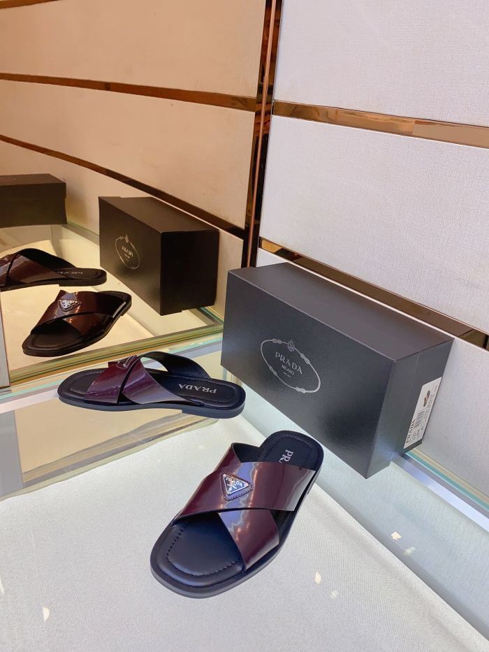Prada Mens Shoes Slippers Luxury Brand Summer Slipper with Original Box Whatsapp 【+1-3239614486】