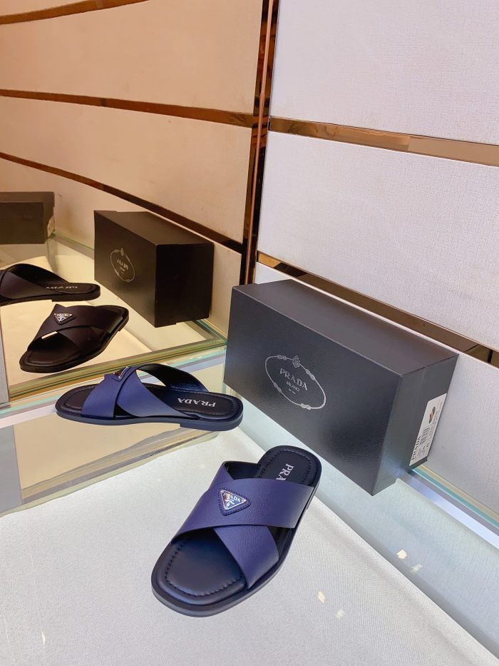 Prada Mens Shoes Slippers Luxury Brand Summer Slipper with Original Box Whatsapp 【+1-3239614486】
