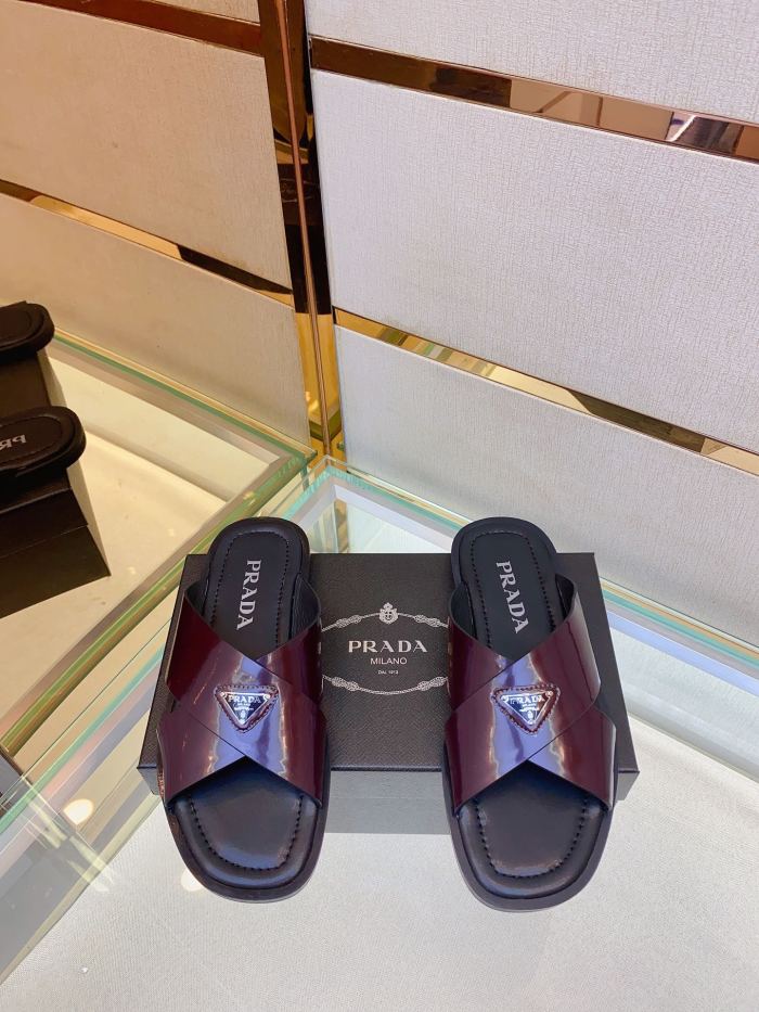 Prada Mens Shoes Slippers Luxury Brand Summer Slipper with Original Box Whatsapp 【+1-3239614486】