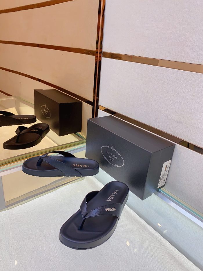 Prada Mens Shoes Slippers Luxury Brand Summer Slipper with Original Box Whatsapp 【+1-3239614486】