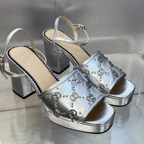 Gucci Womens Shoes Sandals 8.5cm Heel Luxury Brand with Original Box 719844 C9D00 9022 Women's Interlocking G studs sandal in leather Whatsapp【+1-3239614486】