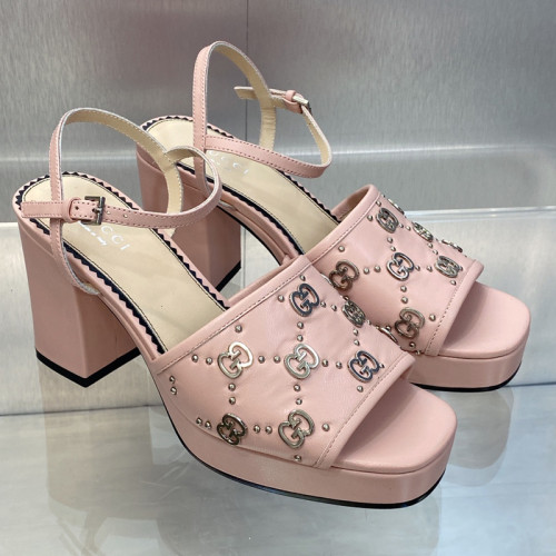 Gucci Womens Shoes Sandals 8.5cm Heel Luxury Brand with Original Box 719844 C9D00 9022 Women's Interlocking G studs sandal in leather Whatsapp【+1-3239614486】