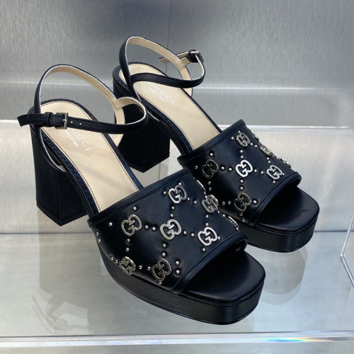 Gucci Womens Shoes Sandals 8.5cm Heel Luxury Brand with Original Box 719844 C9D00 9022 Women's Interlocking G studs sandal in leather Whatsapp【+1-3239614486】