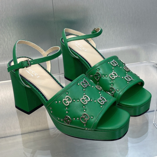 Gucci Womens Shoes Sandals 8.5cm Heel Luxury Brand with Original Box 719844 C9D00 9022 Women's Interlocking G studs sandal in leather Whatsapp【+1-3239614486】