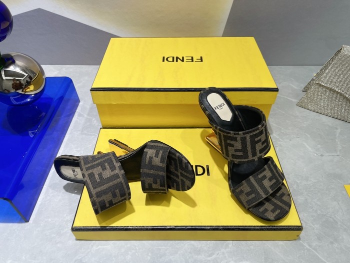 Fendi Womens Shoes Fashion Luxury Brand Fendi First Slippers with Original Box 9cm Heel Whatsapp 【+1-3239614486】