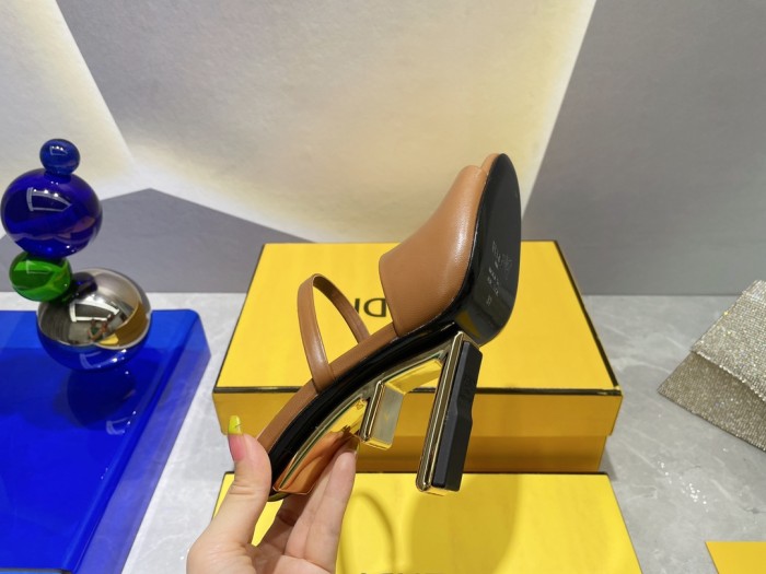 Fendi Womens Shoes Fashion Luxury Brand Fendi First Slippers with Original Box 9cm Heel Whatsapp 【+1-3239614486】