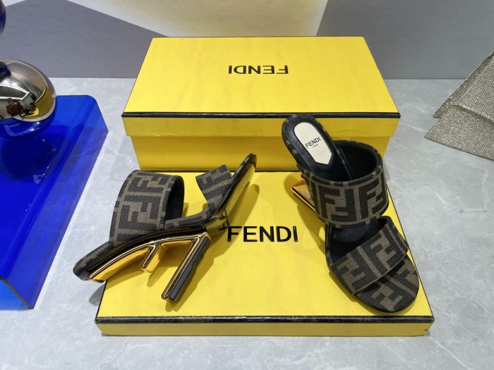 Fendi Womens Shoes Fashion Luxury Brand Fendi First Slippers with Original Box 9cm Heel Whatsapp 【+1-3239614486】