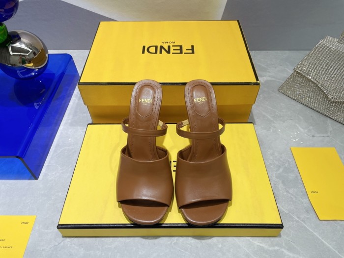 Fendi Womens Shoes Fashion Luxury Brand Fendi First Slippers with Original Box 9cm Heel Whatsapp 【+1-3239614486】
