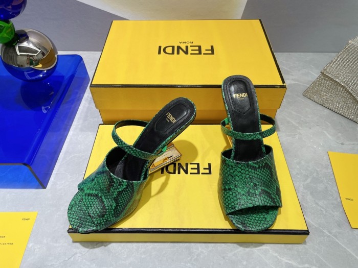 Fendi Womens Shoes Fashion Luxury Brand Fendi First Slippers with Original Box 9cm Heel Whatsapp 【+1-3239614486】