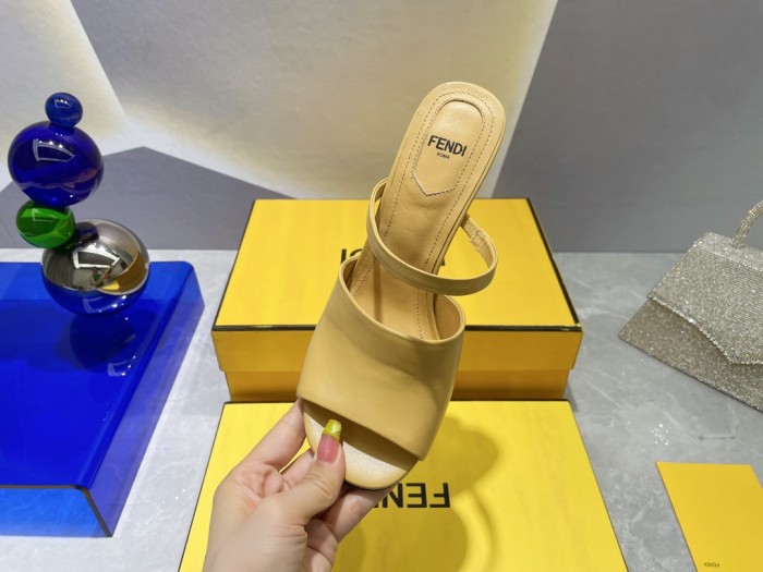 Fendi Womens Shoes Fashion Luxury Brand Fendi First Slippers with Original Box 9cm Heel Whatsapp 【+1-3239614486】