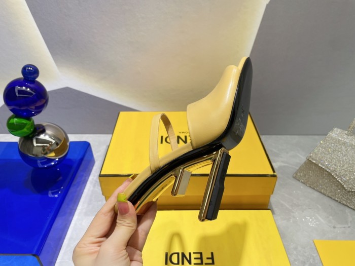 Fendi Womens Shoes Fashion Luxury Brand Fendi First Slippers with Original Box 9cm Heel Whatsapp 【+1-3239614486】