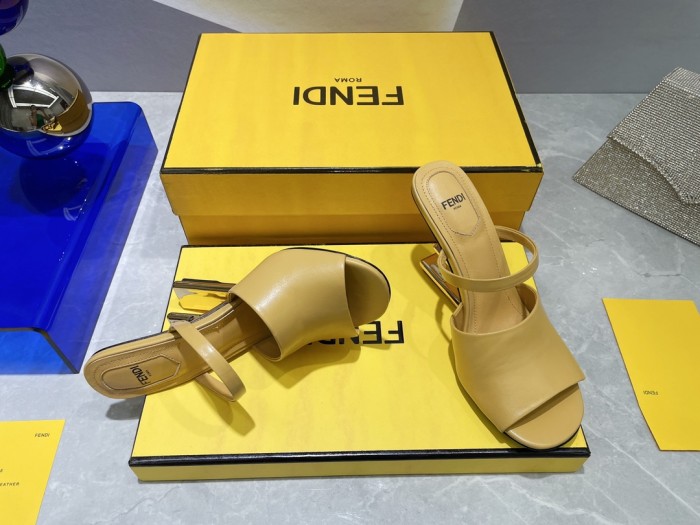 Fendi Womens Shoes Fashion Luxury Brand Fendi First Slippers with Original Box 9cm Heel Whatsapp 【+1-3239614486】