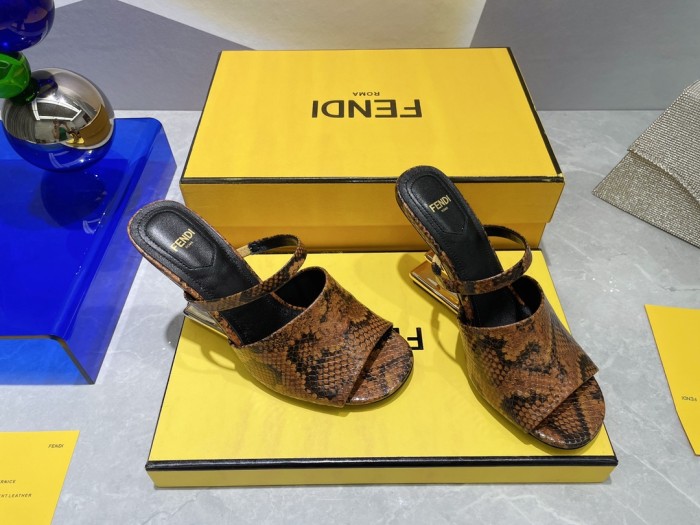 Fendi Womens Shoes Fashion Luxury Brand Fendi First Slippers with Original Box 9cm Heel Whatsapp 【+1-3239614486】