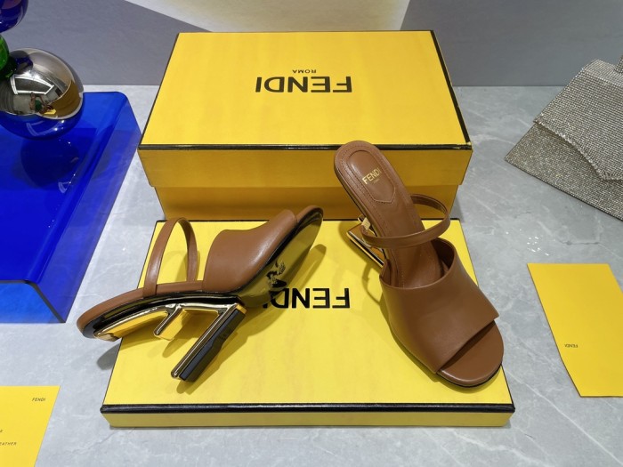 Fendi Womens Shoes Fashion Luxury Brand Fendi First Slippers with Original Box 9cm Heel Whatsapp 【+1-3239614486】