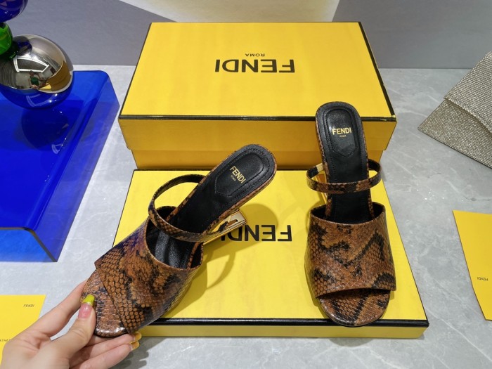 Fendi Womens Shoes Fashion Luxury Brand Fendi First Slippers with Original Box 9cm Heel Whatsapp 【+1-3239614486】