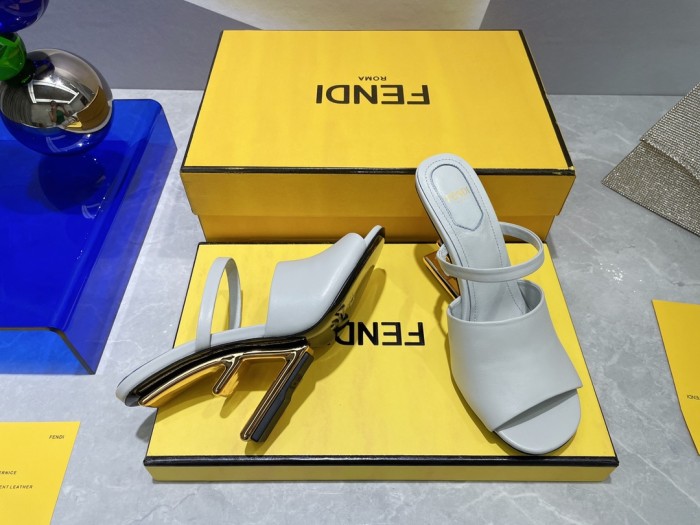 Fendi Womens Shoes Fashion Luxury Brand Fendi First Slippers with Original Box 9cm Heel Whatsapp 【+1-3239614486】