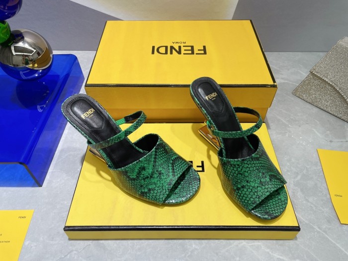 Fendi Womens Shoes Fashion Luxury Brand Fendi First Slippers with Original Box 9cm Heel Whatsapp 【+1-3239614486】