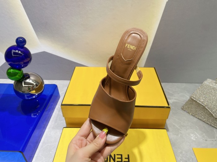 Fendi Womens Shoes Fashion Luxury Brand Fendi First Slippers with Original Box 9cm Heel Whatsapp 【+1-3239614486】