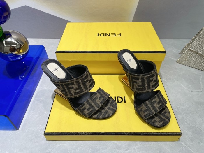 Fendi Womens Shoes Fashion Luxury Brand Fendi First Slippers with Original Box 9cm Heel Whatsapp 【+1-3239614486】