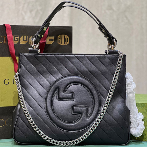 Gucci Womens Bags Shoulder Handbags Luxury Brand Gucci Blondie small tote bag in black leather 751518 1AAOW 1000 Whatsapp 【+1-3239614486】