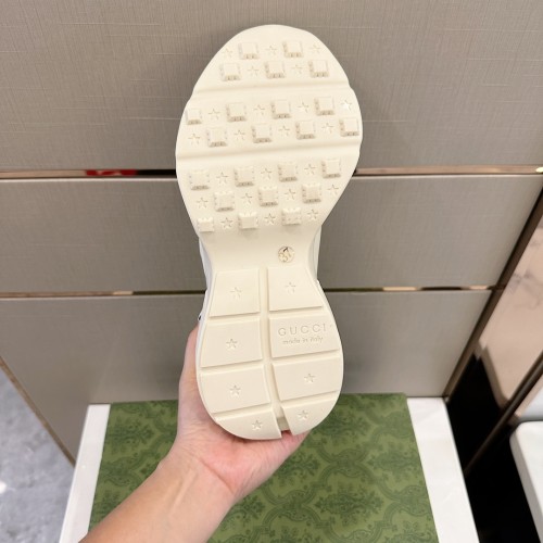 Gucci Womens Shoes Sneakers Luxury Brand Women's Rhyton sneaker in ivory leather with Original Box Whatsapp【+1-3239614486】