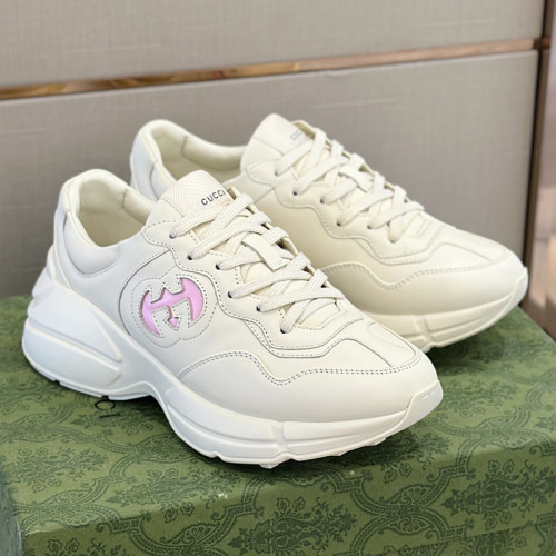 Gucci Womens Shoes Sneakers Luxury Brand Women's Rhyton sneaker in ivory leather with Original Box Whatsapp【+1-3239614486】
