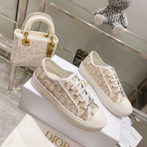 Dior Womens Shoes Fashion Sneakers WALK'N'DIOR SNEAKER Cotton Canvas Luxury Brand with Original Box Whatsapp【+1-3239614486】