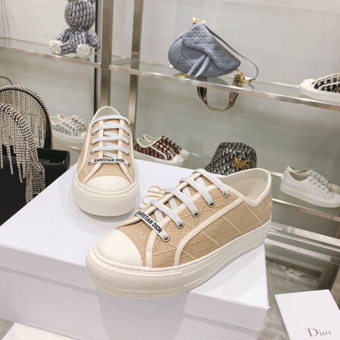 Dior Womens Shoes Fashion Sneakers WALK'N'DIOR SNEAKER Cotton Canvas Luxury Brand with Original Box Whatsapp【+1-3239614486】