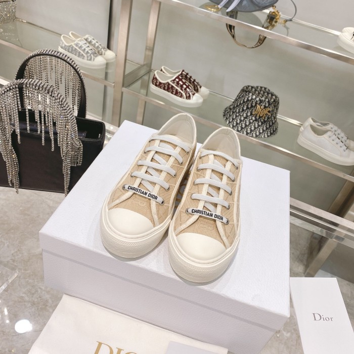 Dior Womens Shoes Fashion Sneakers WALK'N'DIOR SNEAKER Cotton Canvas Luxury Brand with Original Box Whatsapp【+1-3239614486】