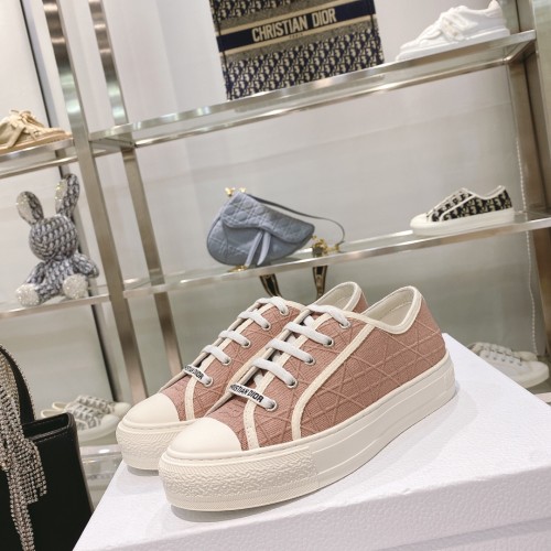 Dior Womens Shoes Fashion Sneakers WALK'N'DIOR SNEAKER Cotton Canvas Luxury Brand with Original Box Whatsapp【+1-3239614486】