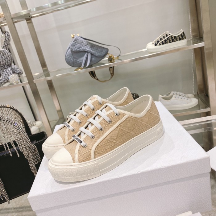 Dior Womens Shoes Fashion Sneakers WALK'N'DIOR SNEAKER Cotton Canvas Luxury Brand with Original Box Whatsapp【+1-3239614486】