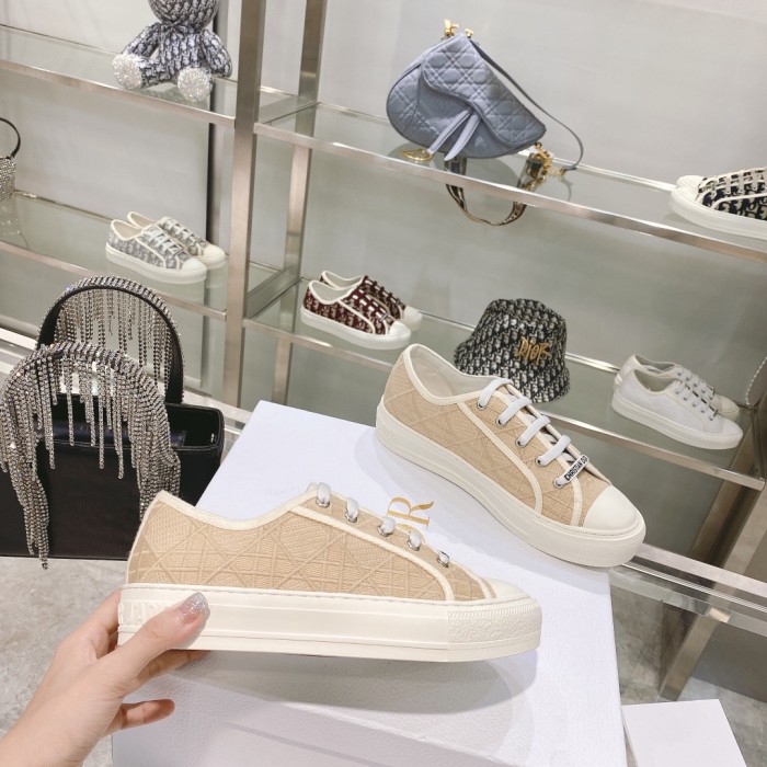 Dior Womens Shoes Fashion Sneakers WALK'N'DIOR SNEAKER Cotton Canvas Luxury Brand with Original Box Whatsapp【+1-3239614486】