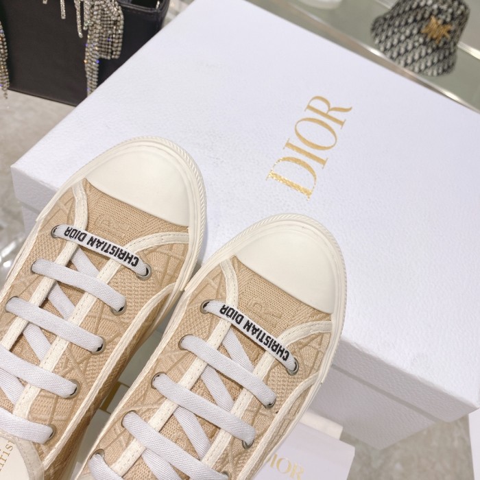 Dior Womens Shoes Fashion Sneakers WALK'N'DIOR SNEAKER Cotton Canvas Luxury Brand with Original Box Whatsapp【+1-3239614486】