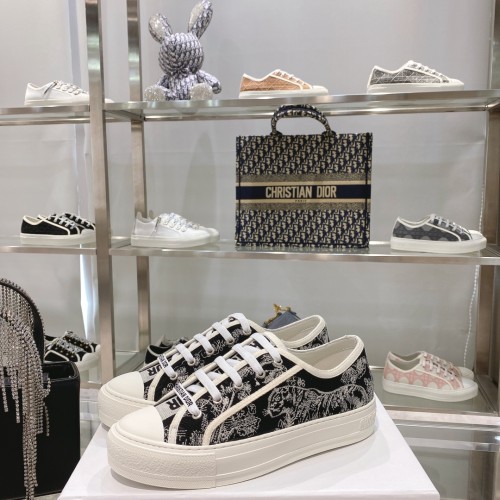 Dior Womens Shoes Fashion Sneakers WALK'N'DIOR SNEAKER Cotton Canvas Luxury Brand with Original Box Whatsapp【+1-3239614486】